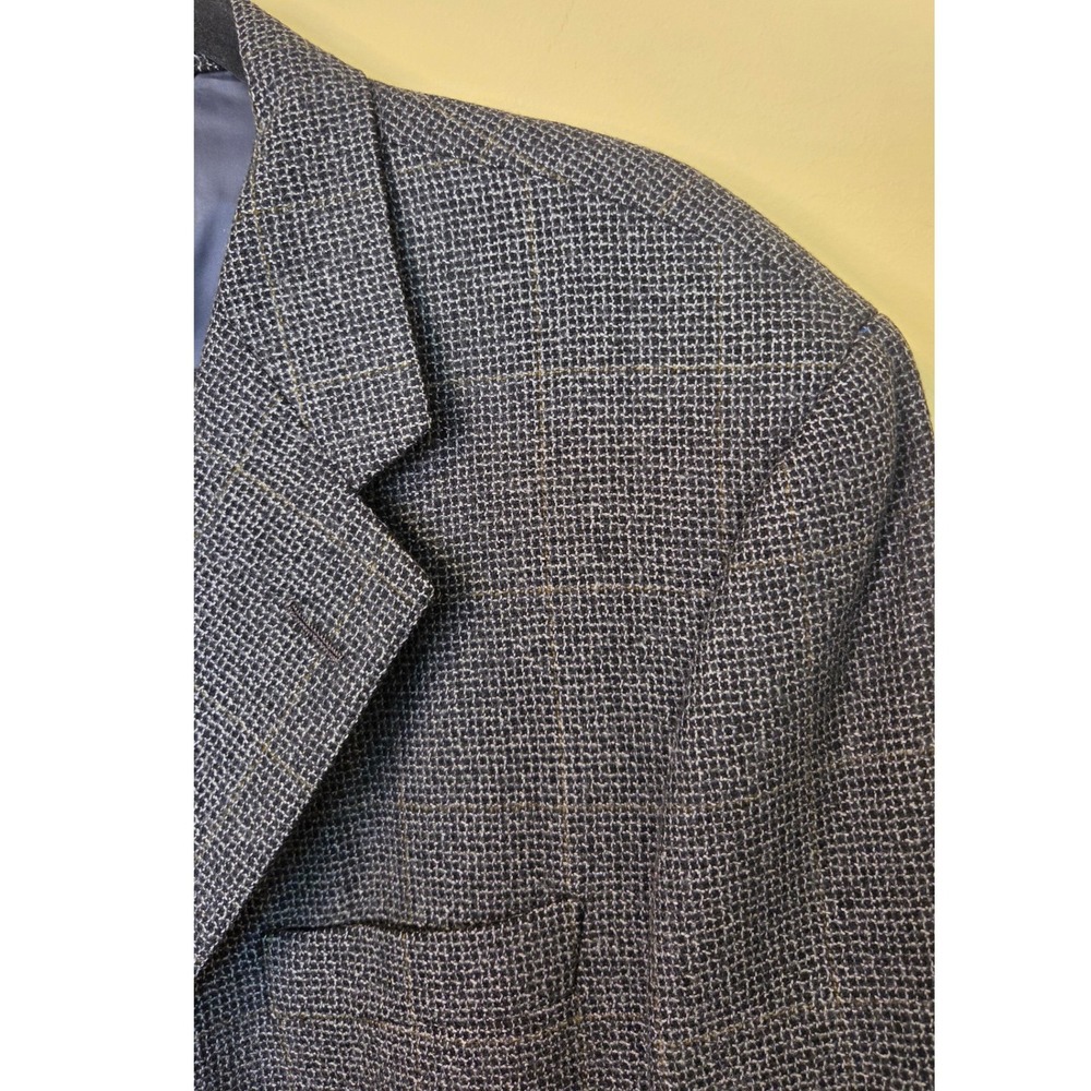 Hickey Freeman Canterbury Grey Micro Check Blazer Mens 43R Wool Cashmere Vtg - Picture 3 of 11
